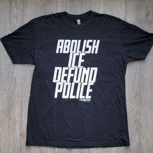 Abolish ICE Defund Police Next Level Apparel Black T-shirt, size L
